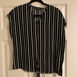 Boutique black and white striped shirt, size medium